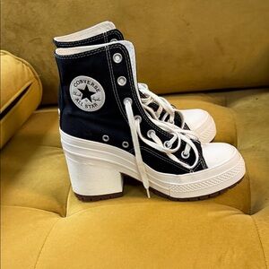 Converse Black & White Chunky Heel High-Top Sneakers